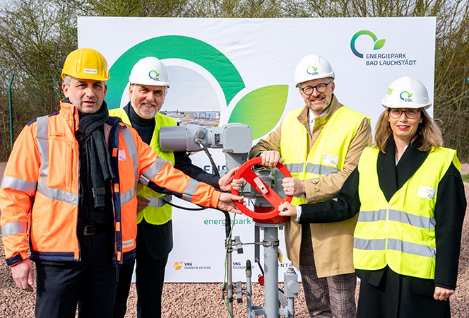 ONTRAS nimmt Transportleitung im Energiepark Bad Lauchstädt in Betrieb – erstes Teilstück des Wasserstoff-Kernnetzes in Ostdeutschland, Foto: Tom Schulze