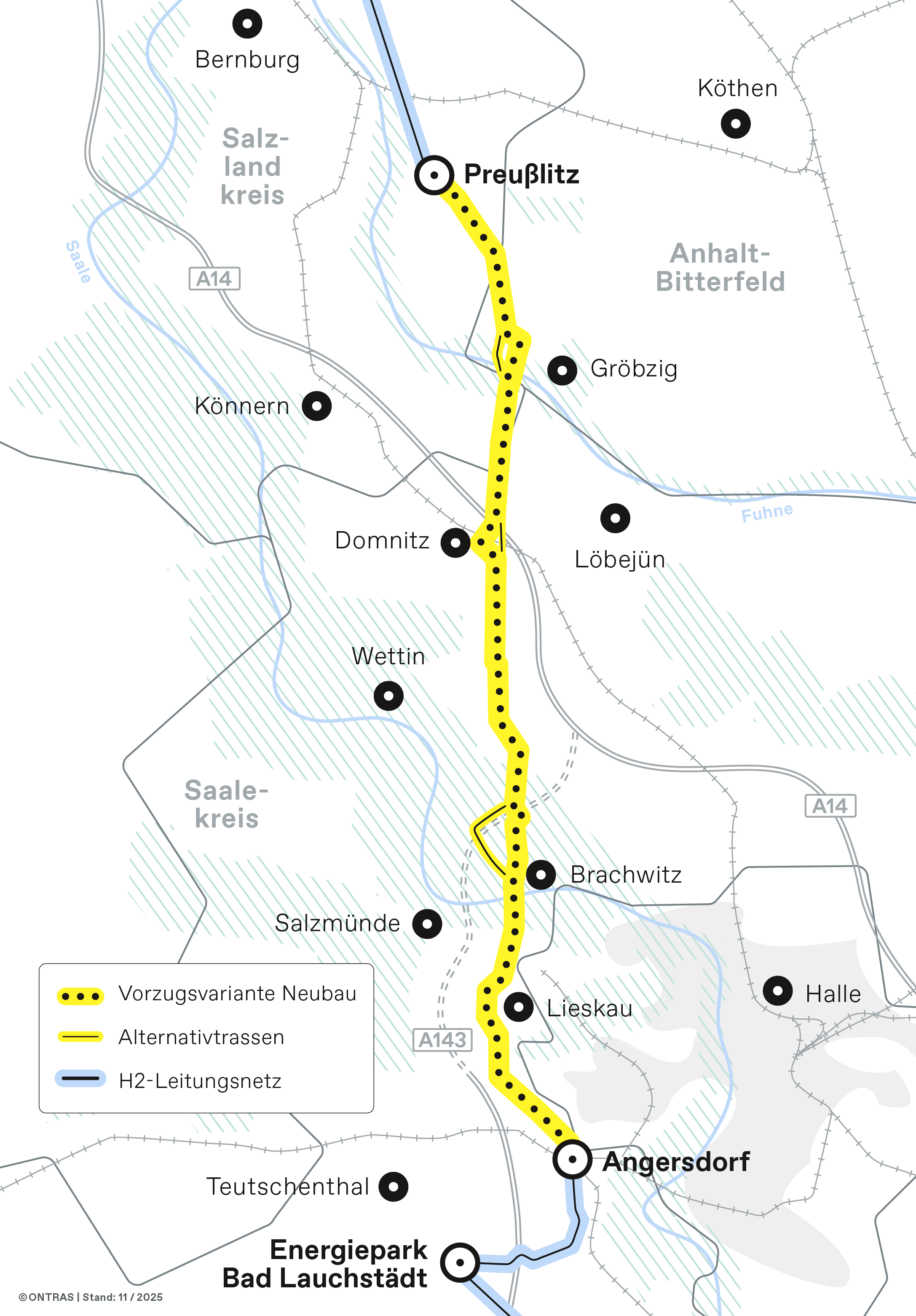ONTRAS H2-Startnetz H2-Leitungsneubau Angersdorf-Preußlitz